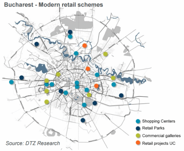 DTZ: Stocul spaţiilor moderne de retail a depăşit 3 milioane mp